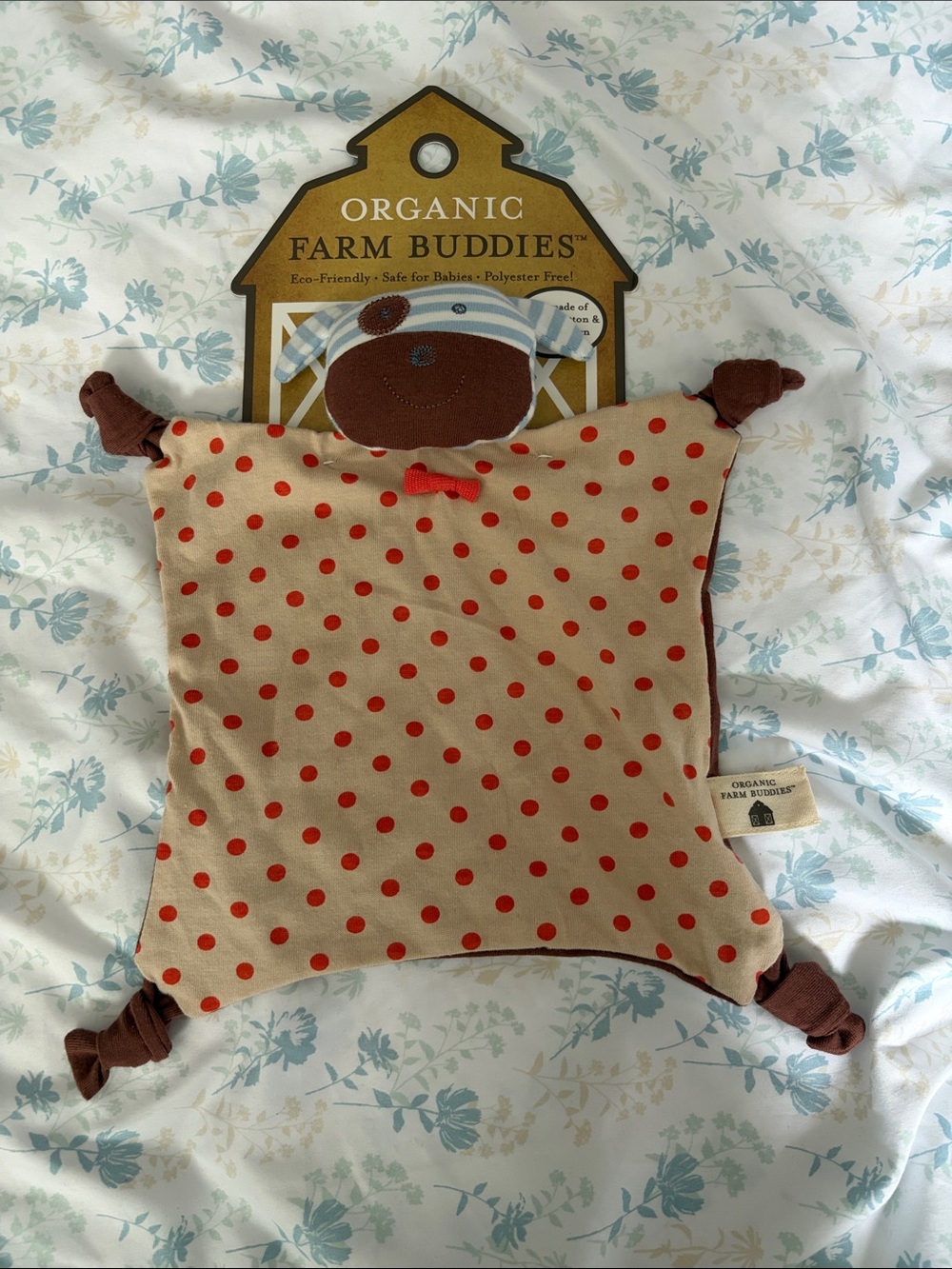 Beige and Red Polka Dot Plush Comforter / Lovey